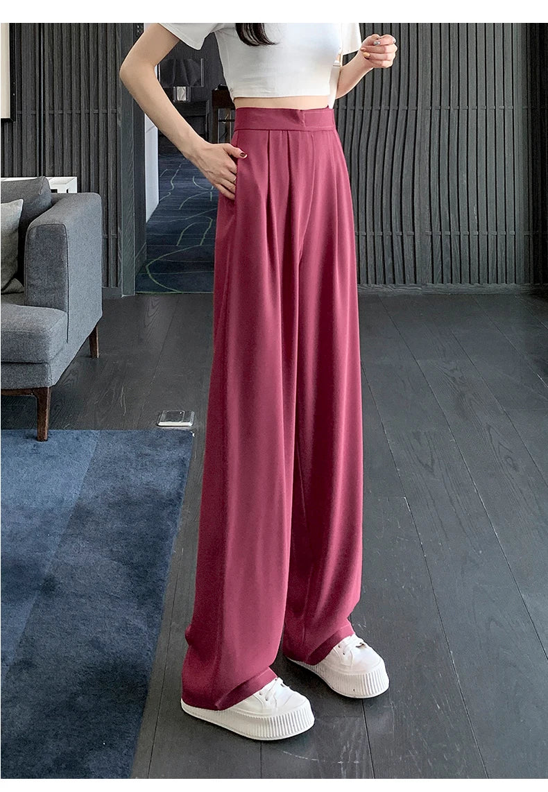 High Waist Wide Leg Suit Tailored Trousers