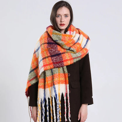 Plaid Cashmere 240*55 CM Long Thick Scarf