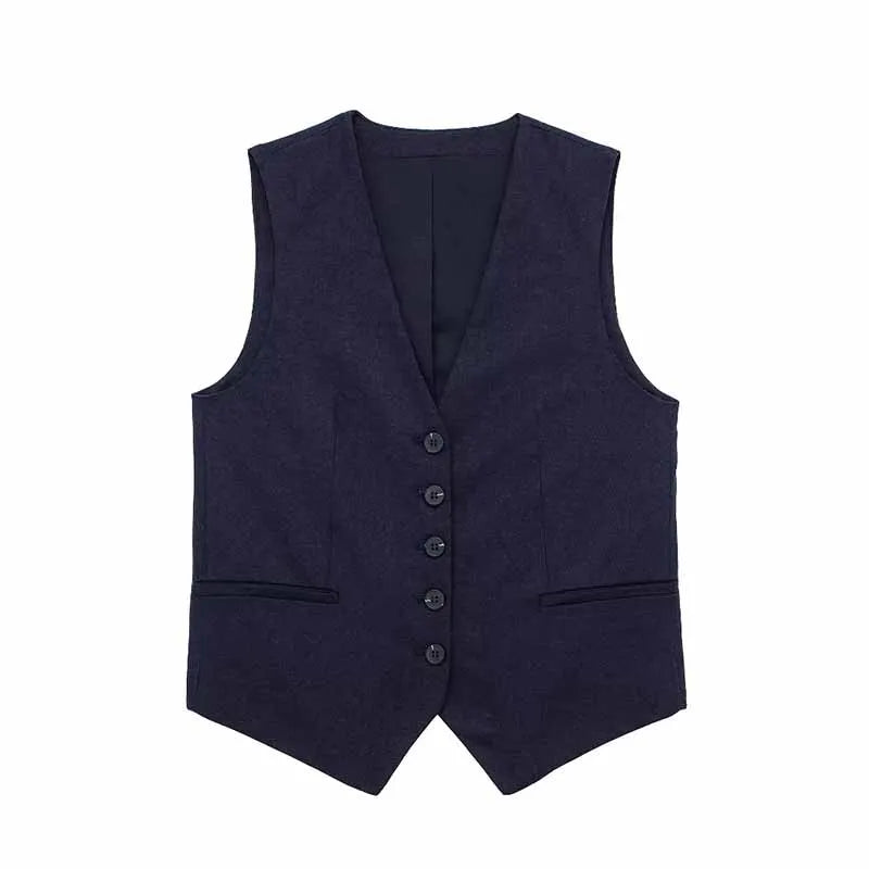 Vest Blazer and Shorts Cotton Suit