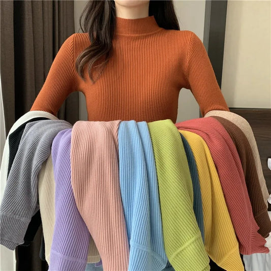 High Neckline Basic Sweater