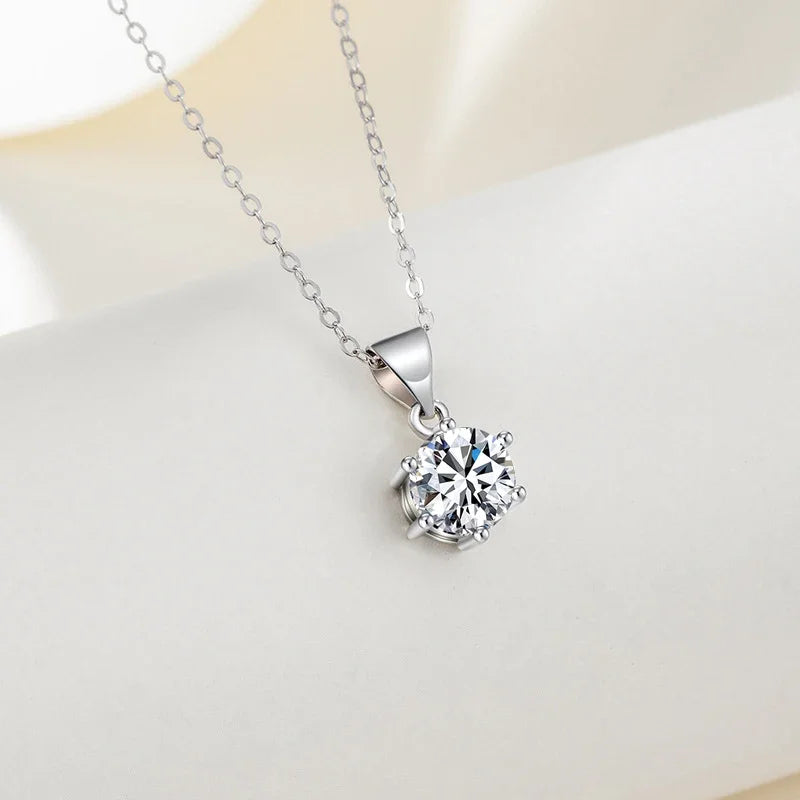 18K Gold Plated Moissanite Round Pendant Necklace