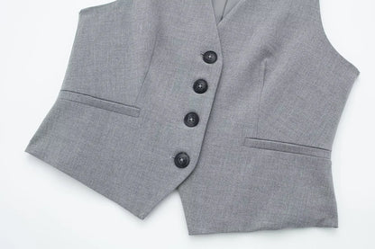 Vest and Shorts Casual Grey Suit