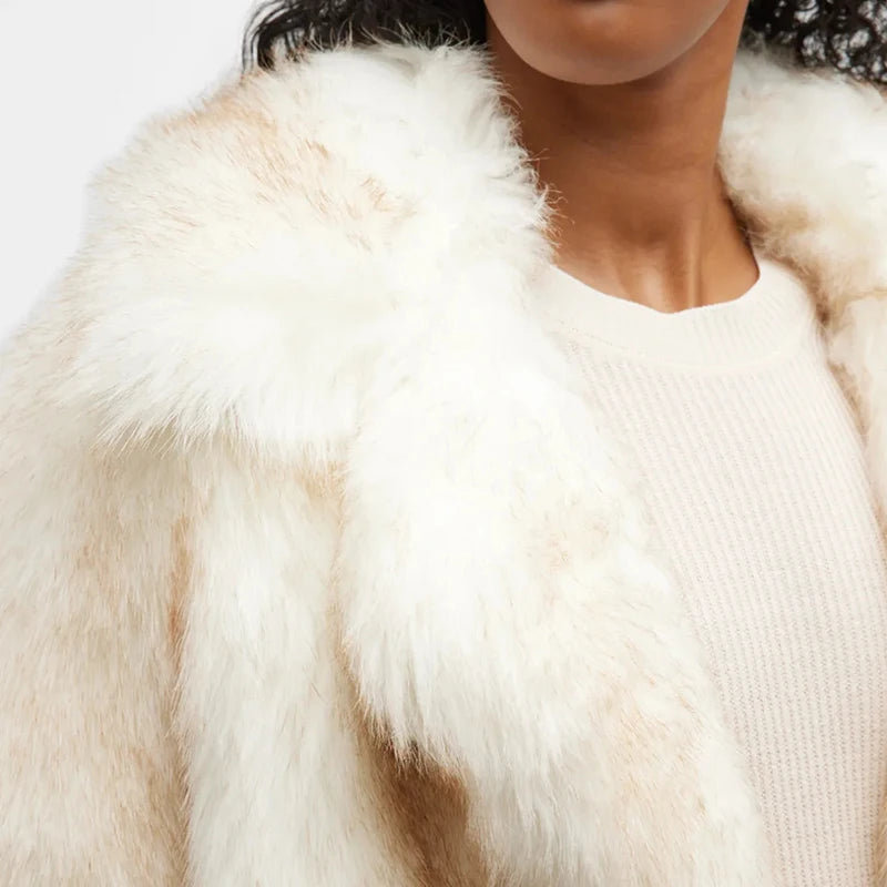 Cropped Fluffy Creamy White Fur Coat