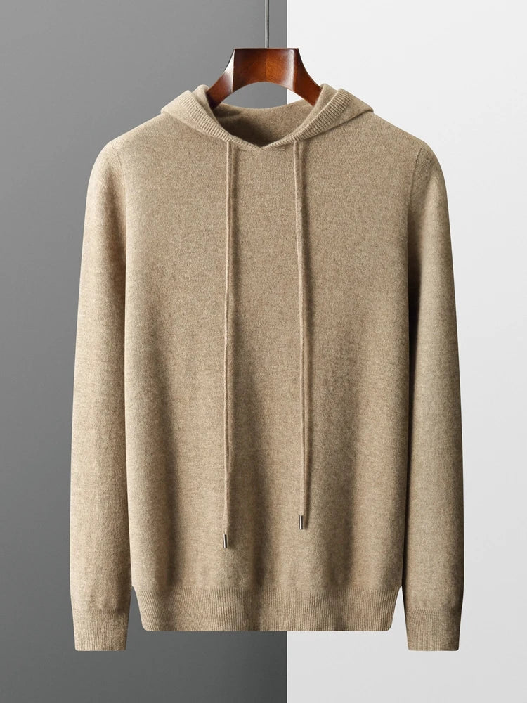 Men’s 100% Merino Wool Hooded Knit Pullover