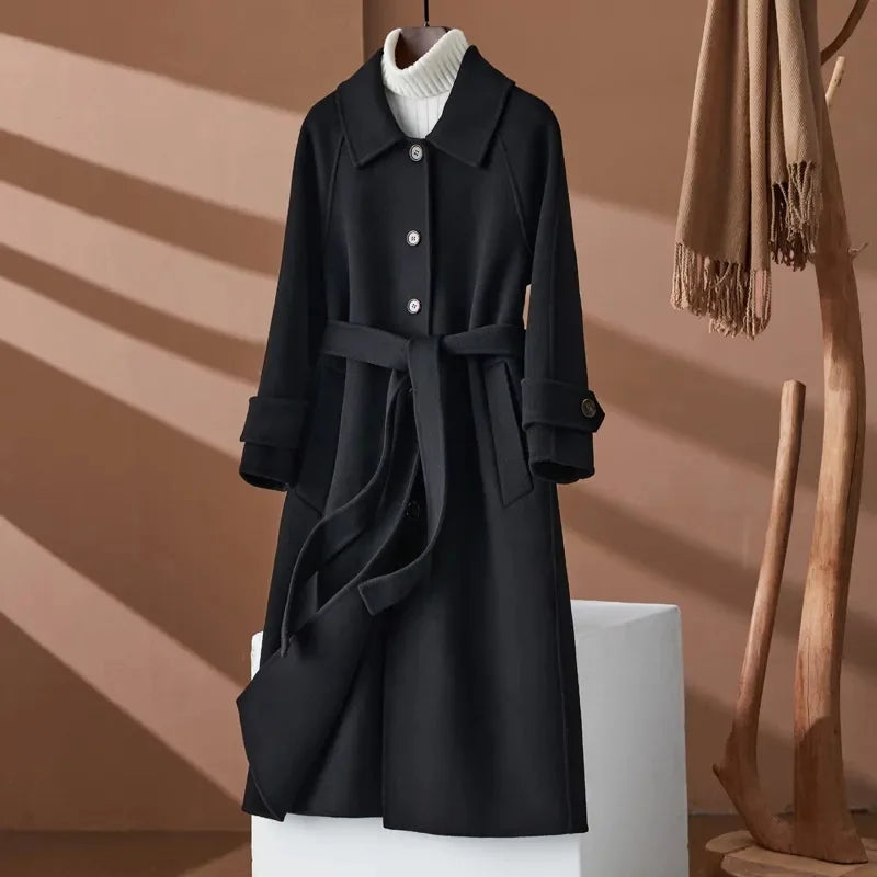Women's 100% Wool Long Overcoat