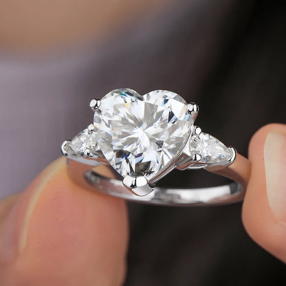 Heart Cut Moissanite Diamond Solitaire Ring - Valentine's Gift For Her