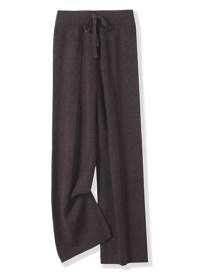 100% Merino Wool Knitted Wide-Leg Trousers