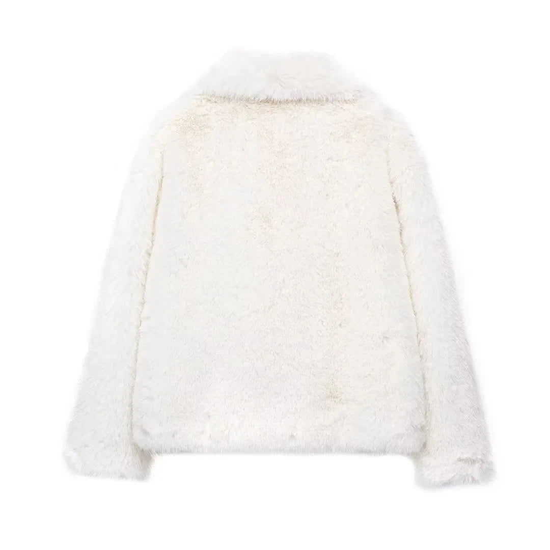 Women's Loose Fur Coat - Medium Length Oversize Fur Coat