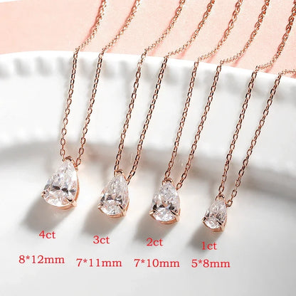 18k Gold Plated Pear Cut Moissanite Necklace