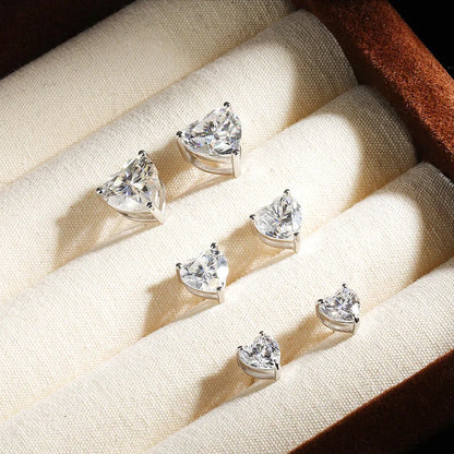 Heart Cut Moissanite Stud Earrings - Valentine's Day Gift for Her