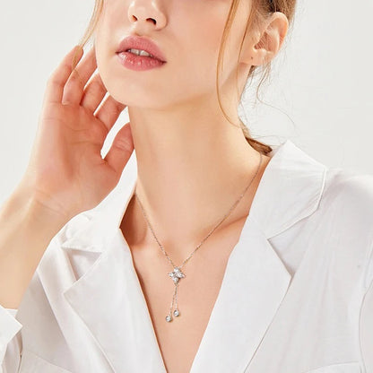 Four Leaf Clover Moissanite Tassel Necklace