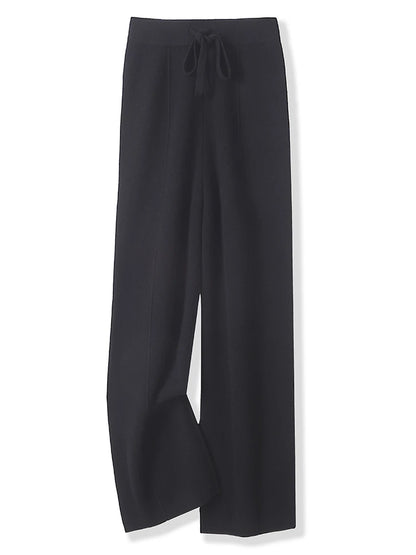 100% Merino Wool Knitted Wide-Leg Trousers