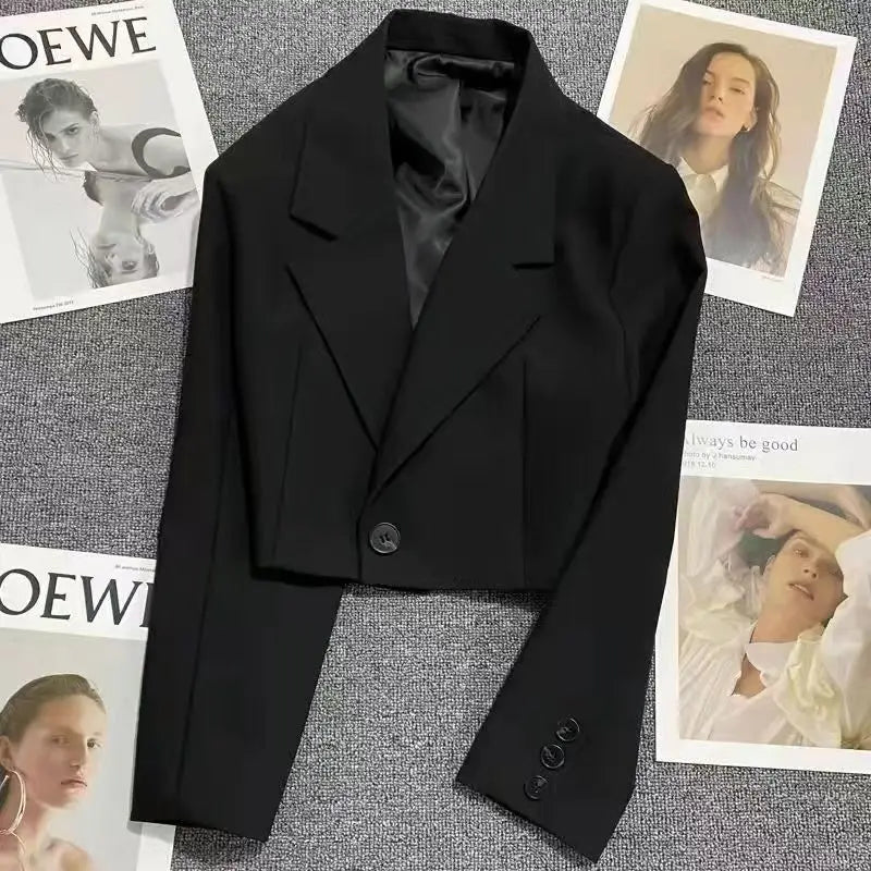 Cropped Single Button Blazer For Women