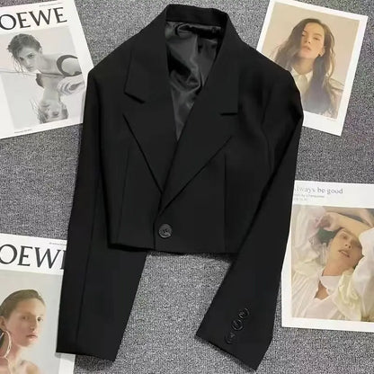 Cropped Single Button Blazer For Women