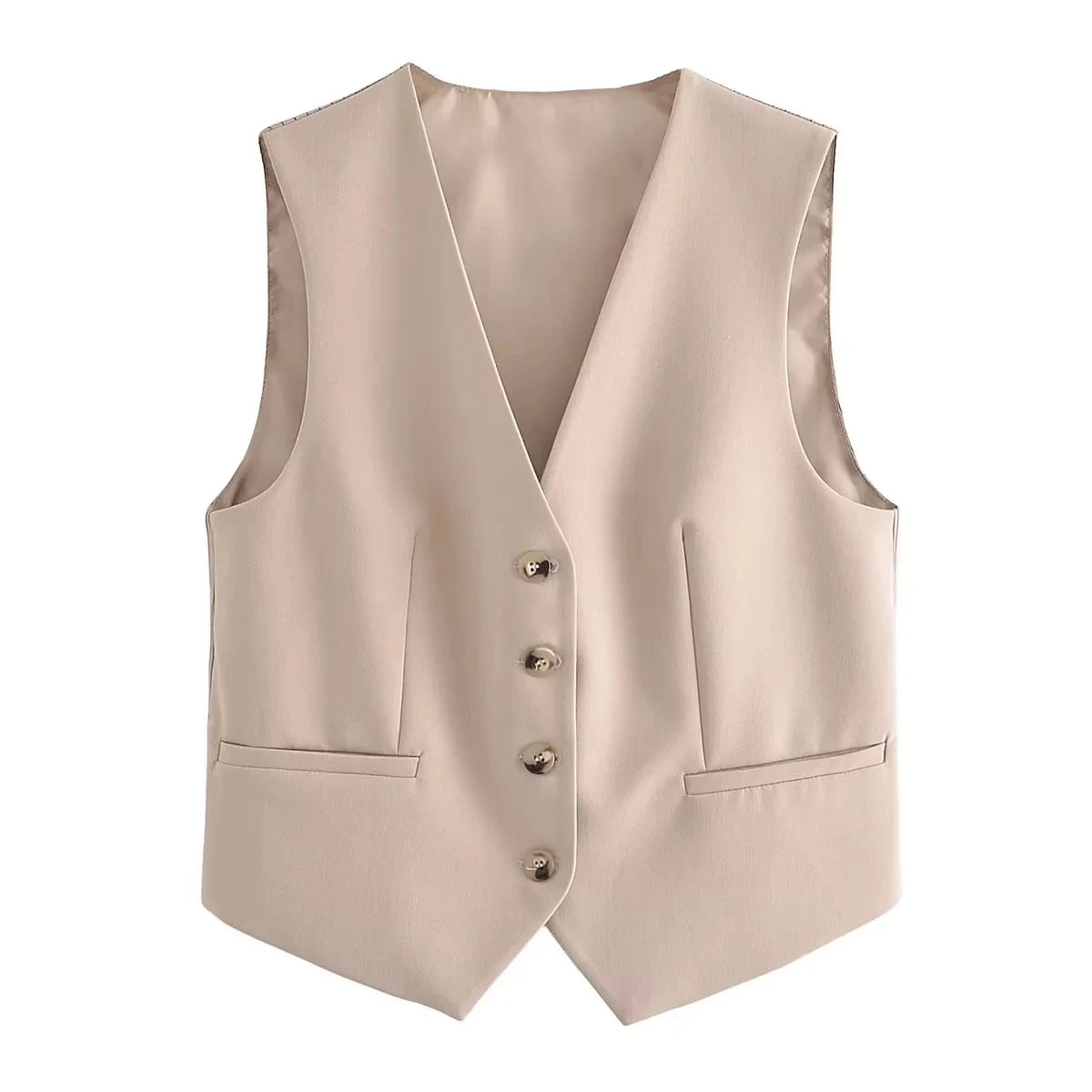 Women's Khaki Vest and Pants Suit