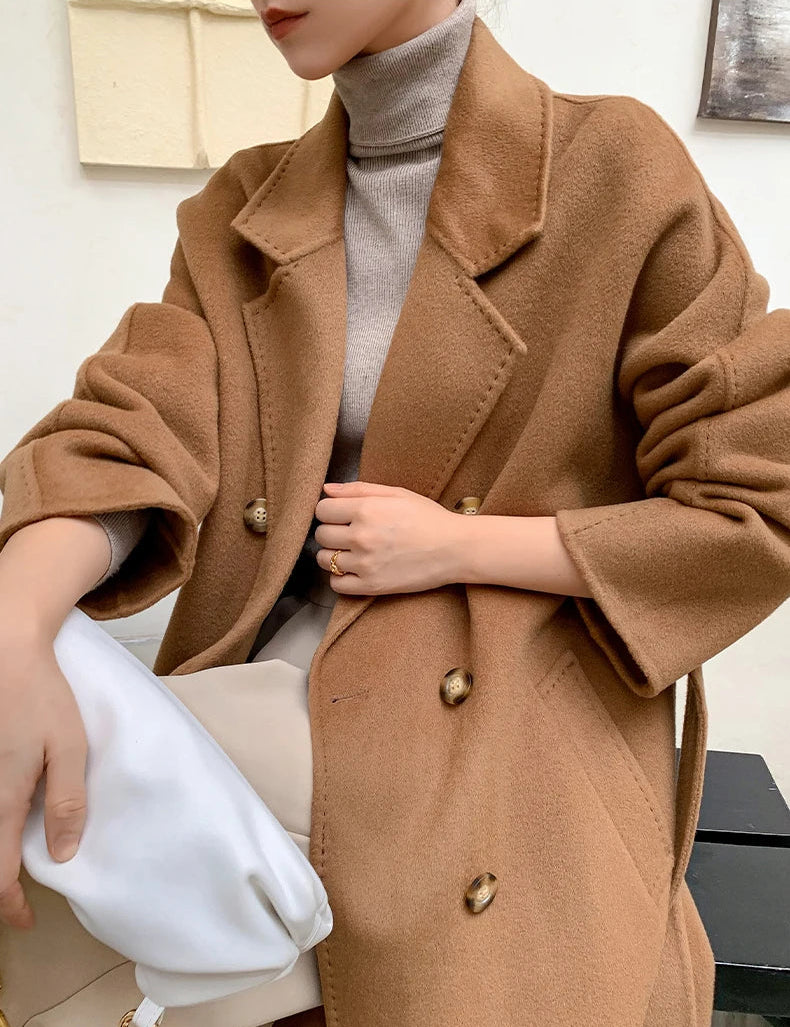 Women’s 100% Cashmere Thick Long Winter Coat