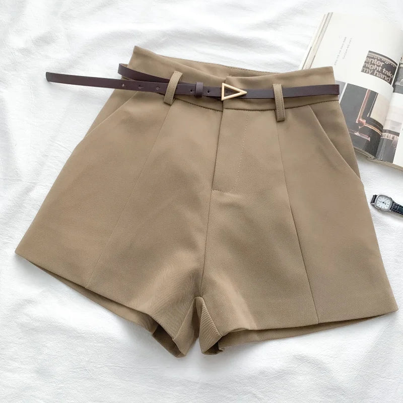 High Waist A-line Shorts With Belt