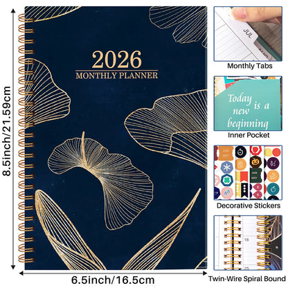 Tree Leaves Design 2026 Weekly / Monthly Planner - A5 Agenda with Stickers