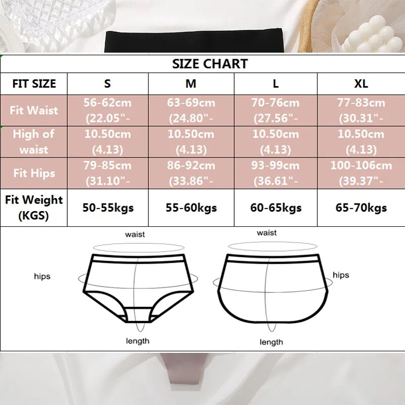 Seamless High Waist Belly Shaping Underwear Breathable Panties (4 Pcs)