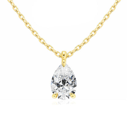 14K Gold Pendant 2CT Pear Cut Moissanite Necklace