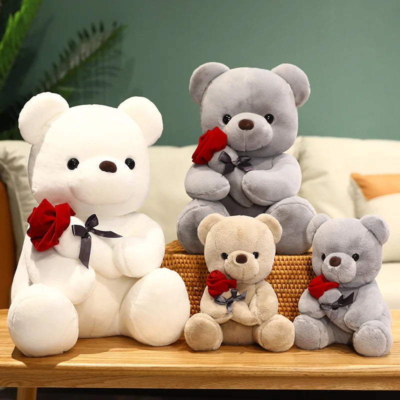 Stuffed Teddy Bear with Rose – Valentine’s Day Gift for Her
