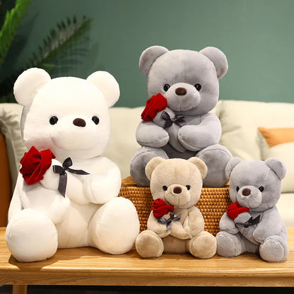 Stuffed Teddy Bear with Rose – Valentine’s Day Gift for Her