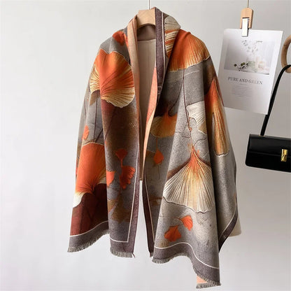 Luxury Floral Cashmere Double-Sided Pashmina Scarf