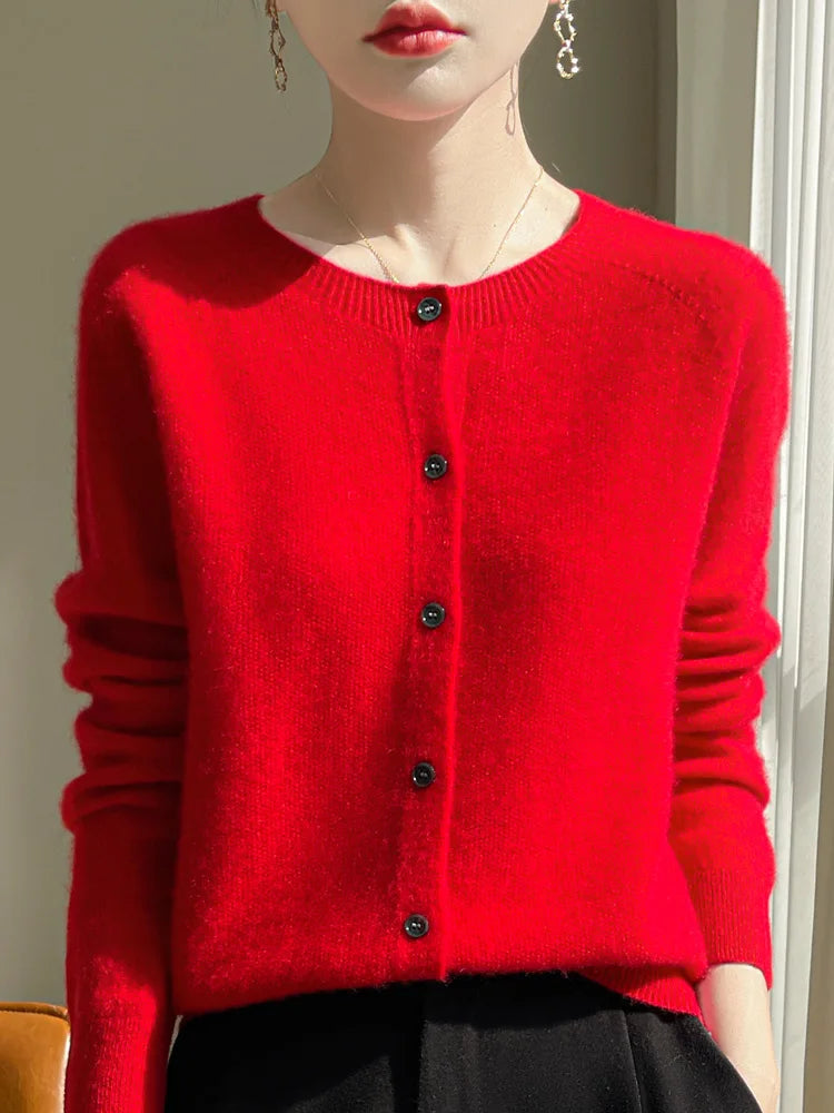 100% Merino Wool Women’s Basic Cardigan