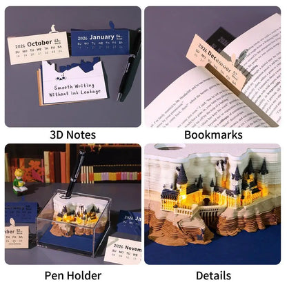 2026 Weekly Magical Wizard 3D Calendar With Lights & Acrylic Box - Christmas Gift