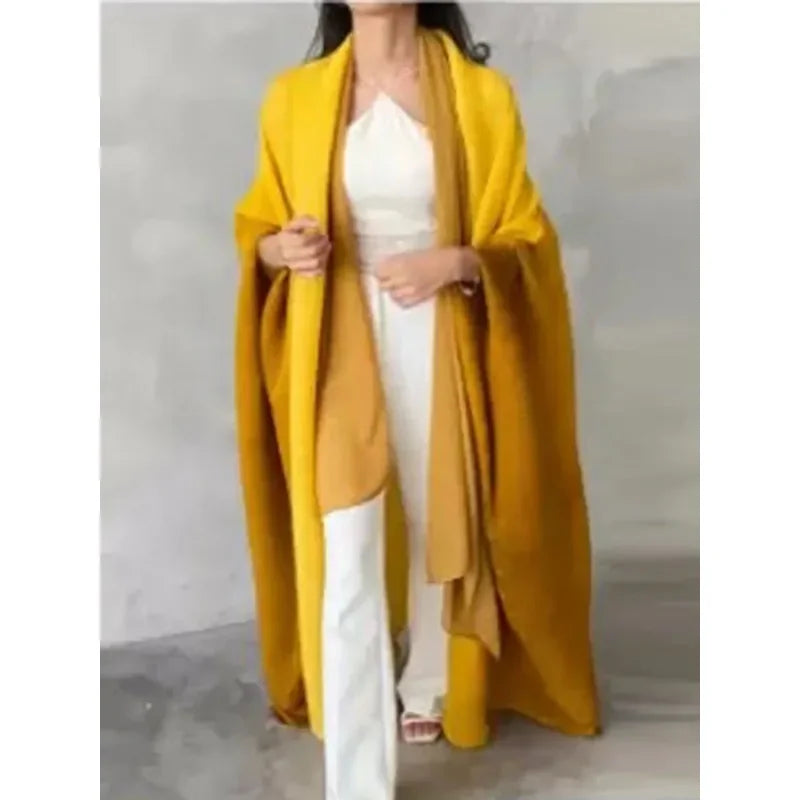 Crinkled Open Front Radiant Abaya – Bat Sleeve Throw-On Cardigan