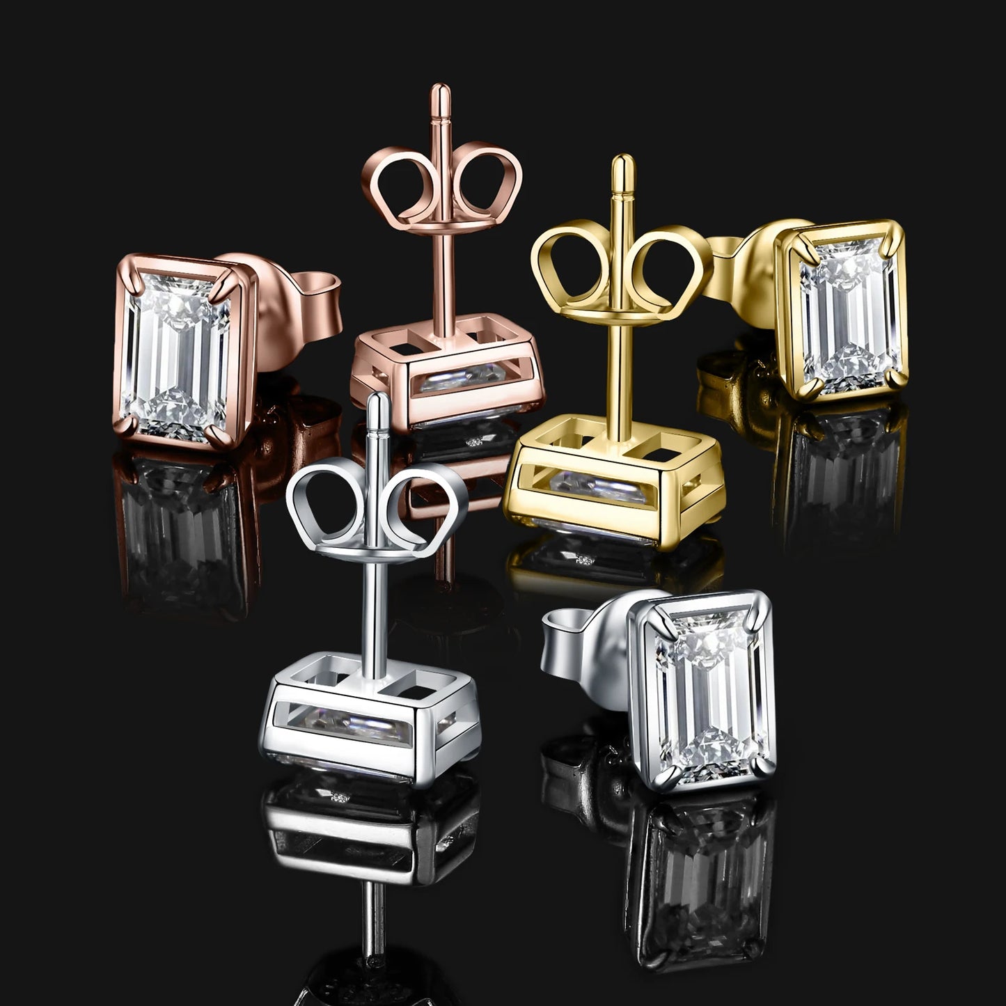 Emerald Cut 1.6 Carat Moissanite Stud Earrings – Luxury Gift for Her