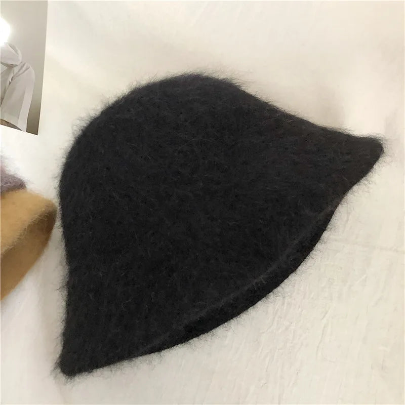 Rabbit Fur Winter Women's Bucket Hat - Gift for Her