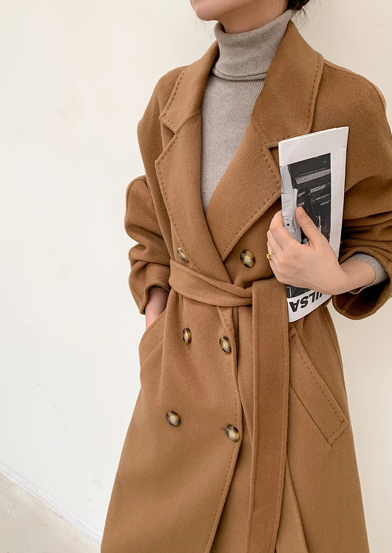 Women’s 100% Cashmere Thick Long Winter Coat