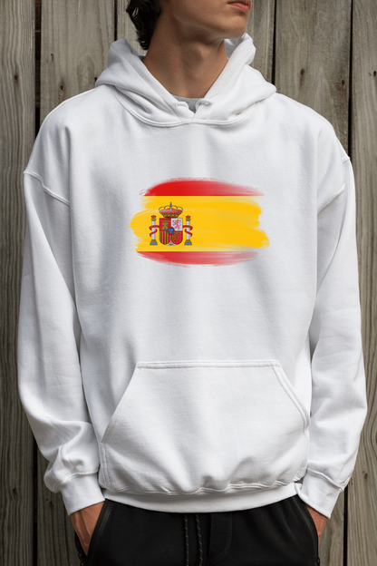 Spain Flag Printed Cotton Hoodie