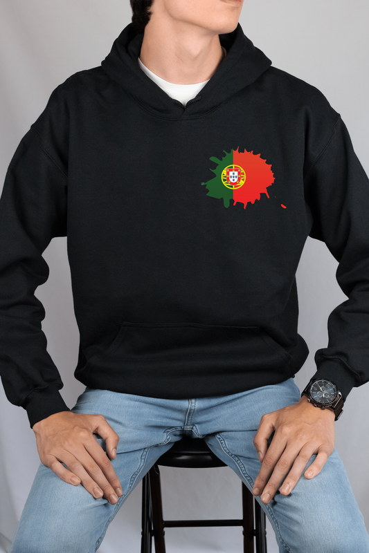 Portugal Flag Printed Cotton Hoodie