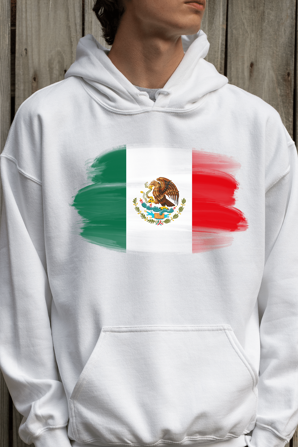 Mexico Flag Printed Cotton Hoodie