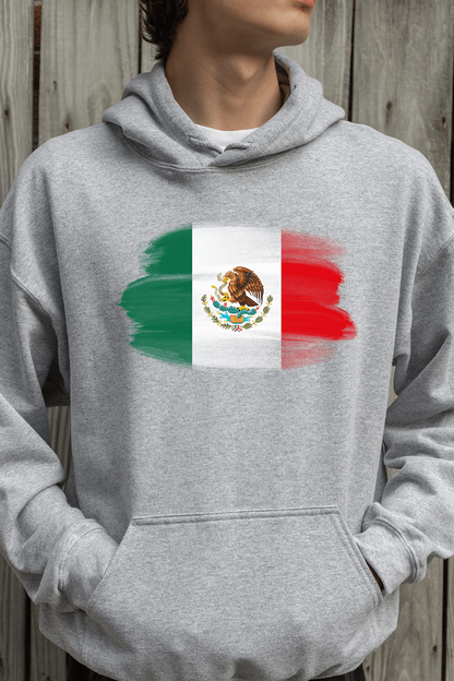 Mexico Flag Printed Cotton Hoodie