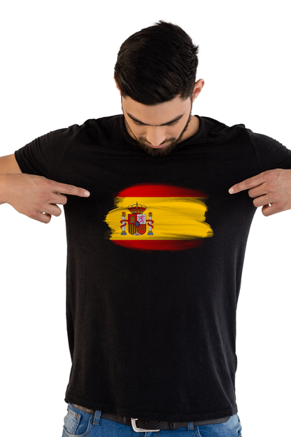 Spain Flag Printed 100% Cotton T-Shirt