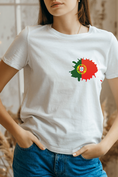 Portugal Flag Printed 100% Cotton T-Shirt