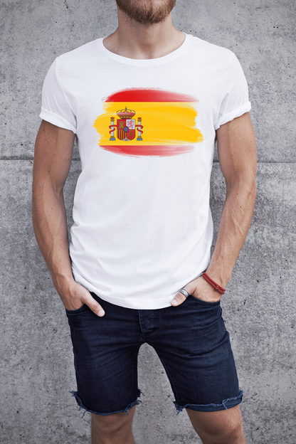 Spain Flag Printed 100% Cotton T-Shirt