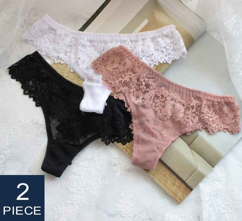 2Pcs/lot Women Sexy Lace Low-waist Panties